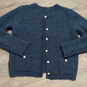 Tahari Chunky Knit Preppy Feminine Button Down Cardigan Sweater